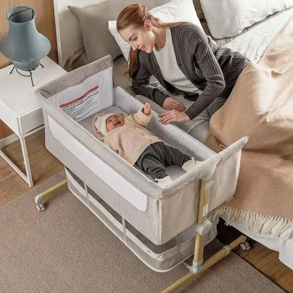 Besrey Baby Bassinet Bedside Sleeper Height Adjustable