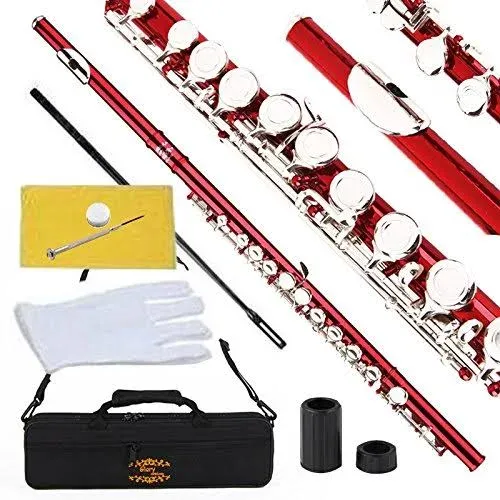 Glory Closed Hole C Flute With Case, Tuning Rod and Cloth, Niclel Silver