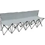 Portable 6-Seater Folding Team Sports Sideline Bench with Back (Grey)