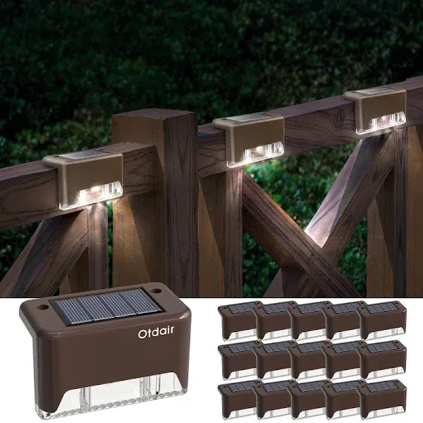  Solar Deck Lights, 16 Solar Step Lights Waterproof LED Solar Stair Warm