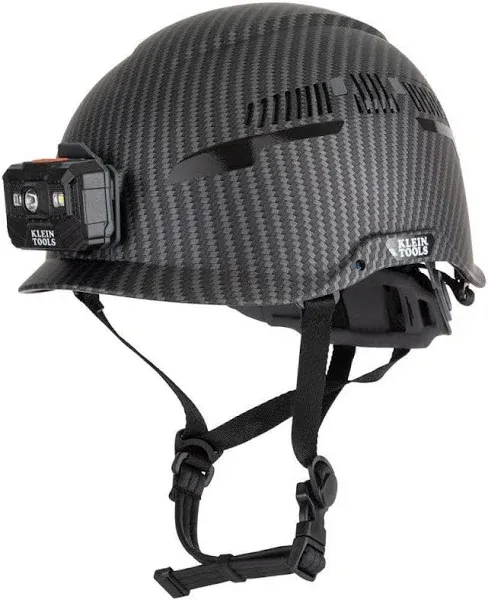 Klein Tools 60517 Safety Helmet Premium KARBN Pattern Vented Class C Headlamp