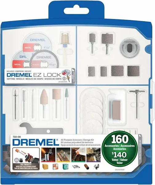 Dremel 710-08 Accessory Kit Attachment Cutting Grinding Buffing Tools 160 Piece