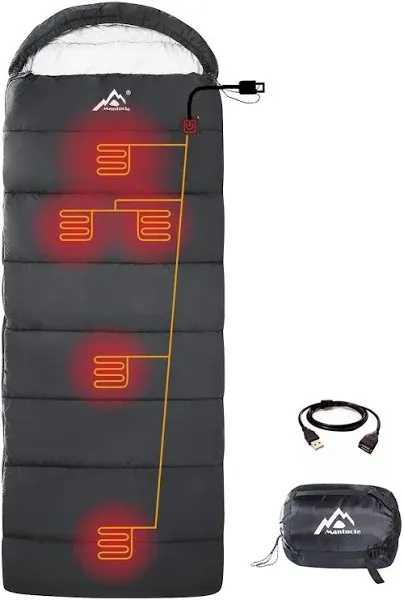 Heated Sleeping Bag 5pcs Multi USB Power Support Heating Pads,Operated with Battery Power Bank or Other USB Power Supplies, Portable Compact Bag, Envelope Style.