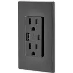 Leviton Decora 15 Amps 125 Volt Black Outlet and USB Charger 5-15R