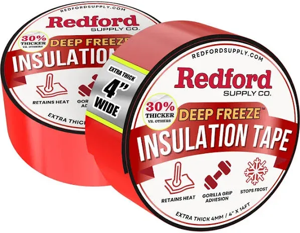 Redford Supply Co. 2 Pack - 4in x 14ft, Pipe Insulation, Pipe Insulation Wrap, Water Pipe Insulation, Pipe Insulation for Winter, Pipe Wrap Insulation, Outdoor Pipe Insulation, AC Line Insulation