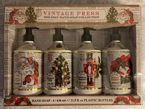 HOLIDAY HAND SOAP COLLECTION VINTAGE PRESS SET OF 4 636 ml. e 21.5 fl oz NEW