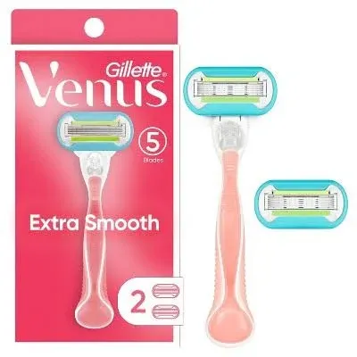 Gillette Venus Embrace Womens Razor With 2 Razor Blade Refills, Green, 1 Ea