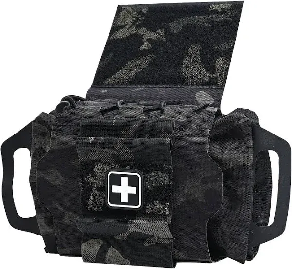 SABADO Rapid/Quick Deploy First Aid Kit Pack Tactical IFAK Pouch Two-piece System Med Roll Carrier Hypalon Handle Outdoor Sport Hunting Bag