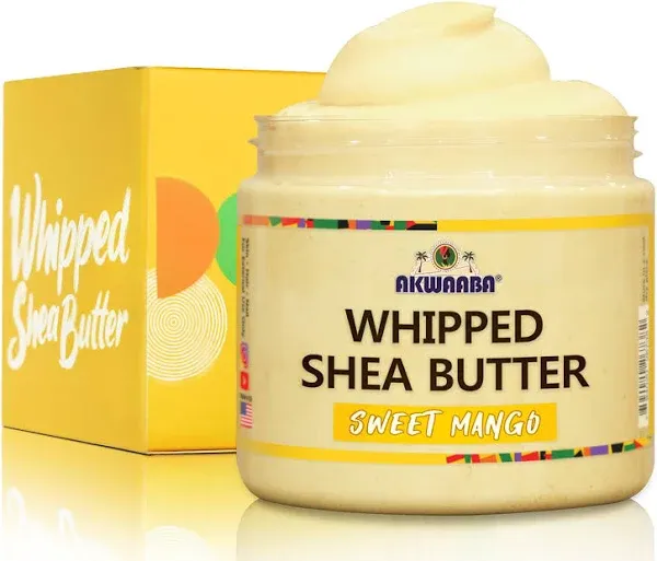 AKWAABA Whipped Shea Butter (Sweet Mango) - Nourishes, Moisturizes & Soothes | Pure Shea Butter | No Dyes & Parabens | 12 oz / 340 g