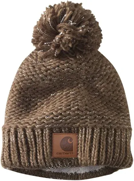 Carhartt Women&#039;s Knit Fleece Lined Pom Hat Beanie Green One Size