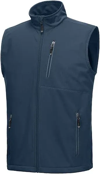 33,000ft Men's Windproof Lightweight Golf Vest Outerwear with Pockets, Softshell Sleeveless Jacket for Running Hiking Sports