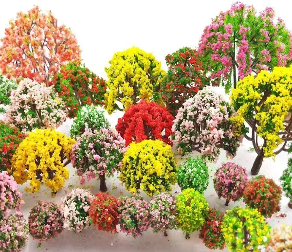 32 Pieces Model Trees 3.5cm - 10cm Mixed Model Tree Train Scenery Architecture Trees Fake Trees for DIY Crafts, Building Model, Scenery Landscape Natural Green