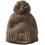 Women's Carhartt Rib Knit Sherpa-Lined Pom-Pom Beanie Coffee