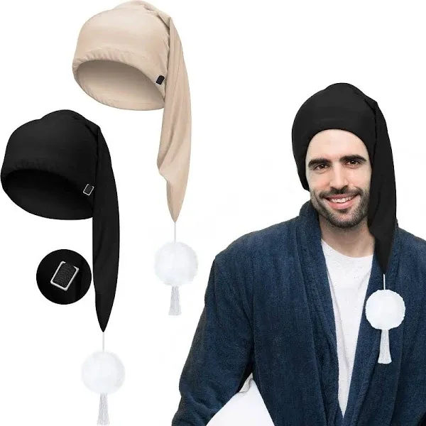 2 Pcs Night Sleeping Cap Men Adjustable Stocking Cap Drawstring Sleeping Night Cap with Pom Ball for Daily Use