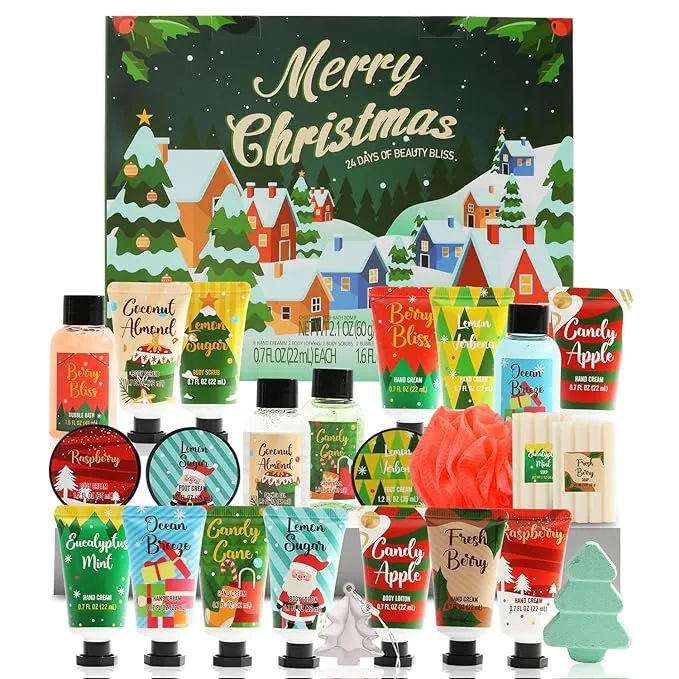 24 pcs Xmas Countdown Advent Calendar Gift Baskets Set