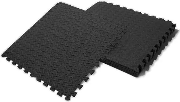 Centr Gym Flooring Exercise Mats - 24 Sq Ft (6-Pack) Interlocking Foam Floor Tiles are Shock Absorbing & Slip Resistant - Non-Toxic Materials Home Workout Equipment