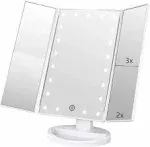 Infitrans 3 Folds Lighted Vanity Makeup Mirror,1X/2X/3X Magnification, 21 LED Bright Table Mirror with Touch Screen,180 Adjustable Rotation,Portable