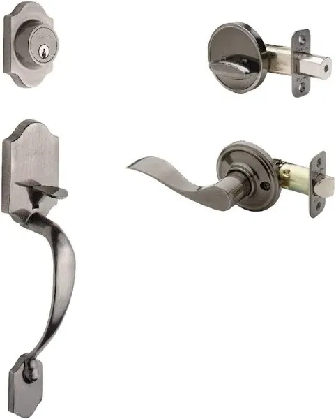 Copper Creek Door Handleset Waverlie Handle Trim Zinc in Satin Stainless Steel