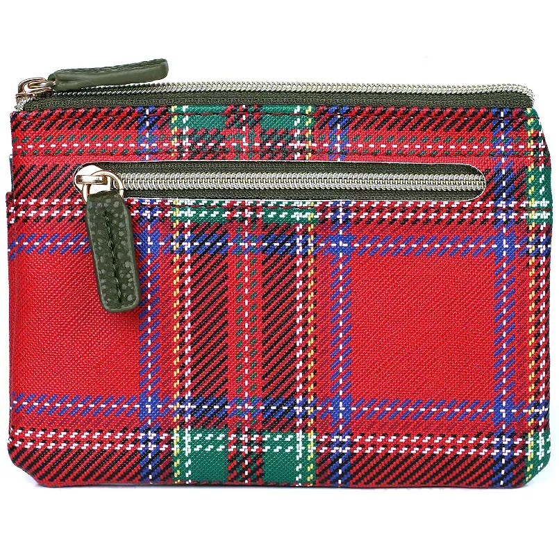 Julia Buxton Christmas Tartan Printed Faux Leather Large ID Coin Case