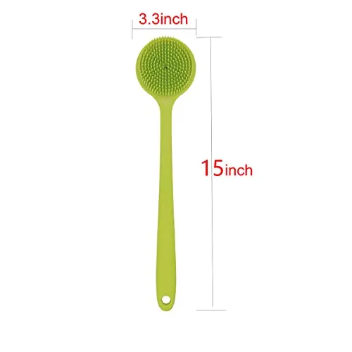 DNC Back Scrubber for Shower Soft Silicone Bath Body Brush with Long Handle