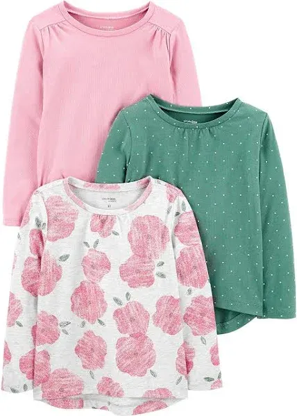 Simple Joys by Carter's Girls' 3-Pack Long-Sleeve Shirts