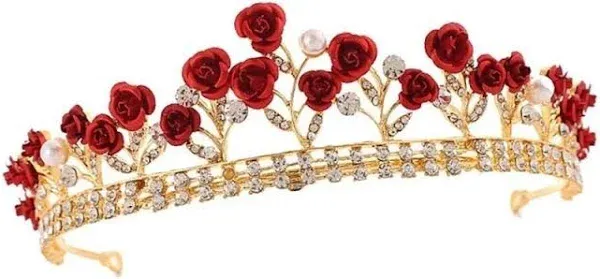 The Bullish Store Fresh Romance Red Roses Tiara Crown