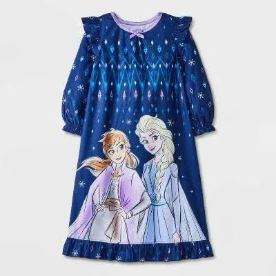 Frozen Anna and Elsa Toddler Girl's Nightgown Pajama