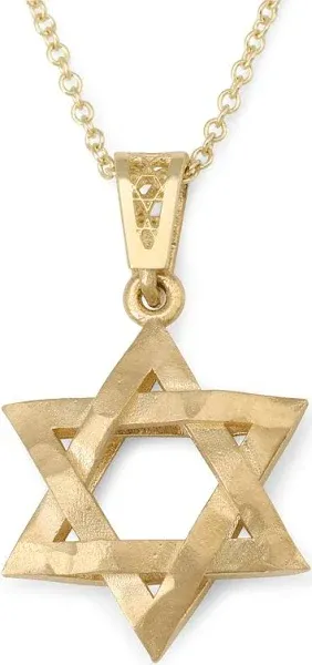 14K Gold Star of David Pendant Necklace