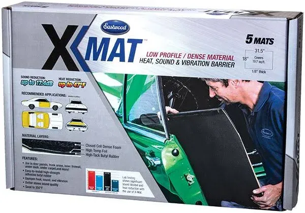 Eastwood X-Mat 5 Piece 31.5x18x1/8 inch Low Profile Dense Noice And Heat Reducer