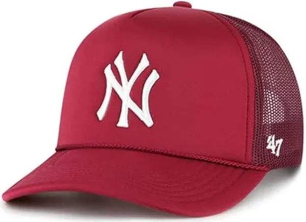 Urban Outfitters New York Yankees Trucker Cap ‘47 Snapback Hat Wine Red  NEW