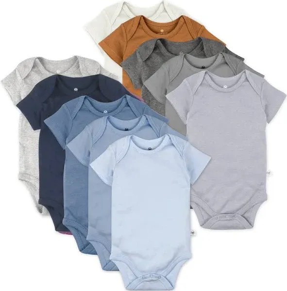 HonestBaby 10-pack Short Sleeve Bodysuits One-piece 100% Organic Cotton for Infant Baby Boys, Girls, Unisex