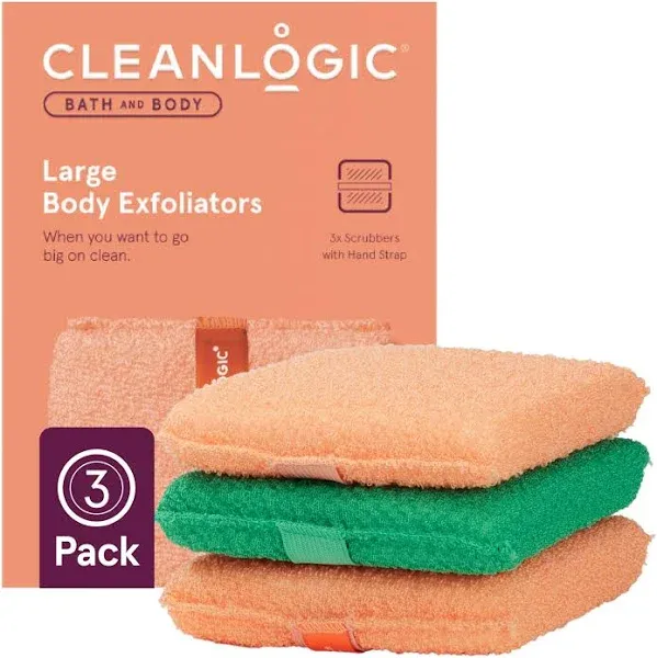 Cleanlogic Exfoliating Stretch Bath/Shower Cloth, Assorted Colors, 3 Count