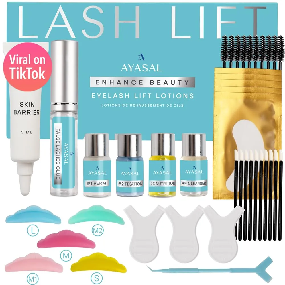 AYASAL Lash Lift Kit, 2023 Upgraded Eyelash Lift Kit, Eyelash Perm Kit, Professional Semi-Permanent Eyelash Kit, Lasting for 6 Weeks, Suitable for