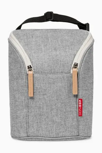 Skip Hop Grab & Go Double Bottle Bag - Grey Melange