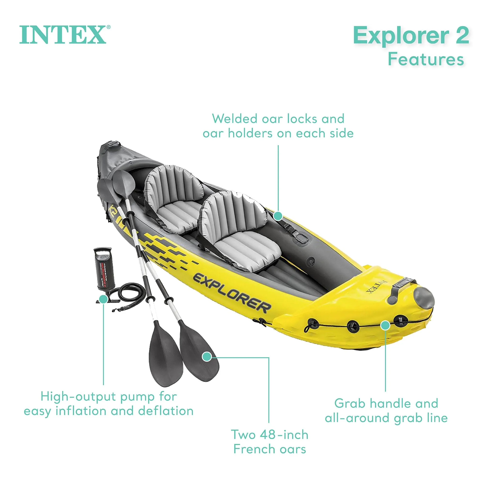 Intex Explorer K2 2 Person Inflatable Kayak Set