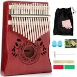 Unokki Kalimba 17 Key Thumb Piano, Portable Mahogany Mbira Finger Piano