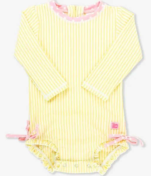 Banana Yellow Seersucker One Piece Rash Guard