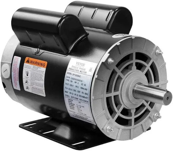 Air Compressor Motor 5 HP, 3450 RPM Electric Motor, 230V Single Phase Motor