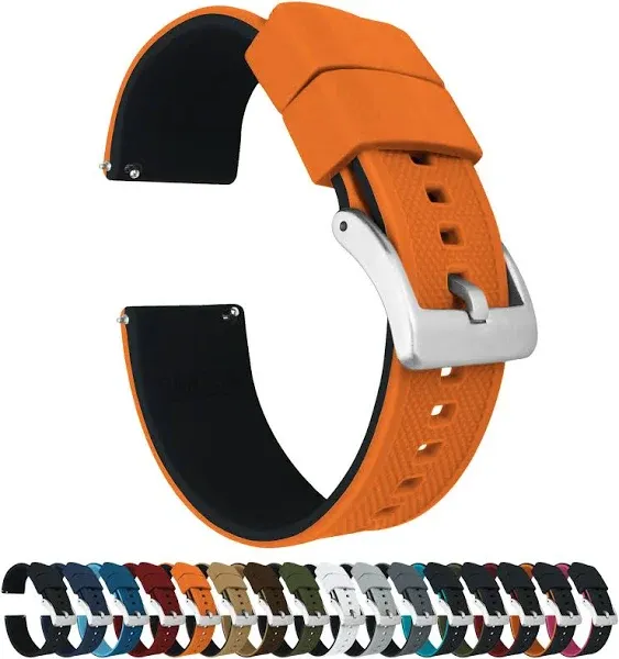 Samsung Galaxy Watch4 Elite Silicone Pumpkin Orange Top Black Bottom Watch Band 