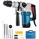 Dongcheng 1-1/8 inch SDS-Plus Rotary Hammer Drill with Safety Clutch, 9.2 Amp Heavy Duty Corded Demolition Hammer for Concrete, 3.6 Joules,