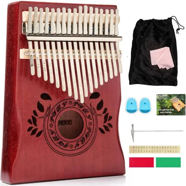 Unokki 17 Key Kalimba Thumb Piano Mahogany Mbira, and Hammer Key and