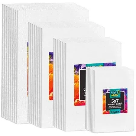 32-Pack Bulk Canvas for Painting, 8 of 5x7, 8x10, 9x12, 11x14 Canvas Boards f...