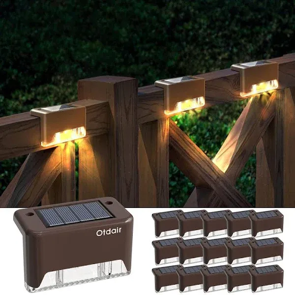 Otdair Solar Deck Lights, 16 Solar Step Lights Waterproof LED Solar Stair Lig...