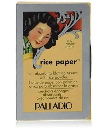 Palladio Rice Paper Facial Tissues for Oily 40 Count (Pack of 3), Natural 