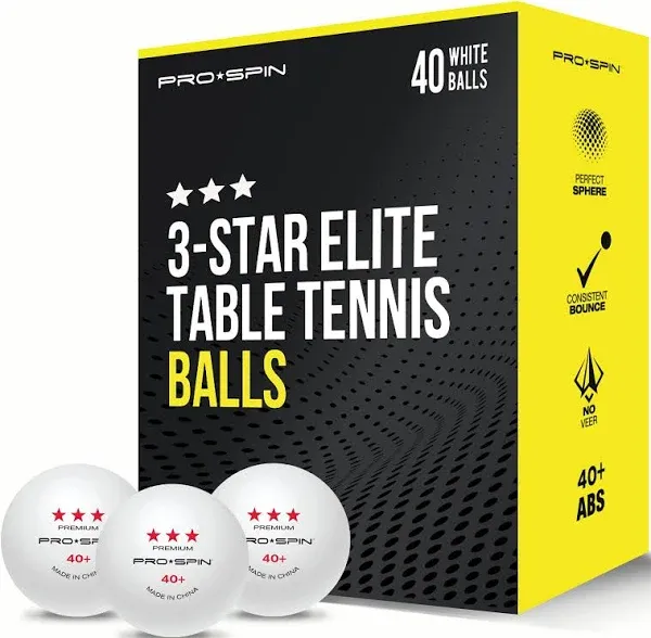 PRO SPIN Ping Pong Balls - Premium 3-Star Competition Level White Table Tennis B