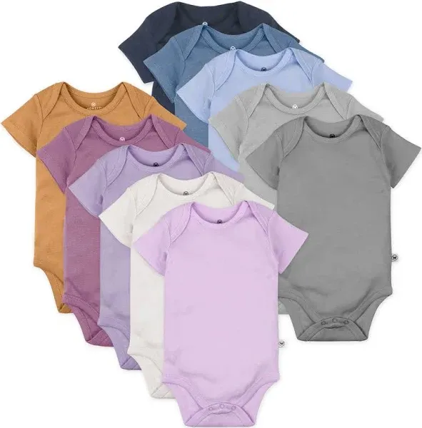 HonestBaby 10-Pack Short Sleeve Bodysuits One-Piece 100% Organic Cotton for Infant Baby Boys