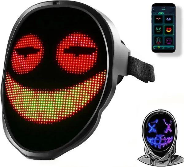 Led Mask with App Controlled,Programmable LED Halloween Mask,Digital Mask for Costume Cosplay Party Masquerade