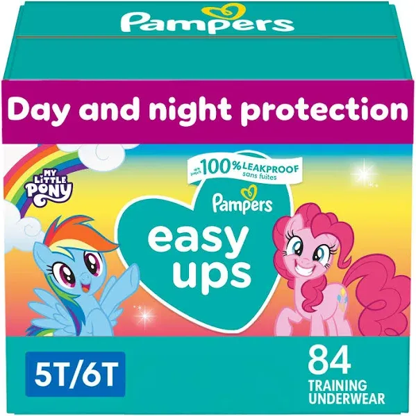 Pampers Easy Ups Girls&#039; Pony Disposable Training Underwear Size 5T-6T Count80