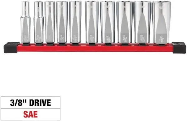 Milwaukee 48-22-9405 3/8&#034; Drive Deep Well SAE Socket Set - 10pc