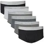 Gildan Men's Brief 6-Pack Underwear, Grey/ Black, X-Large